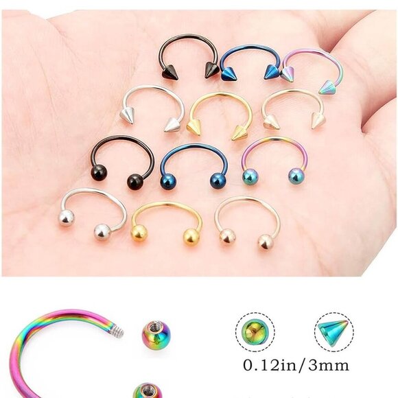 36PCS Stainless Steel Horseshoe Nose Septum Rings Variety Pack for Men Women - Picture 5 of 7